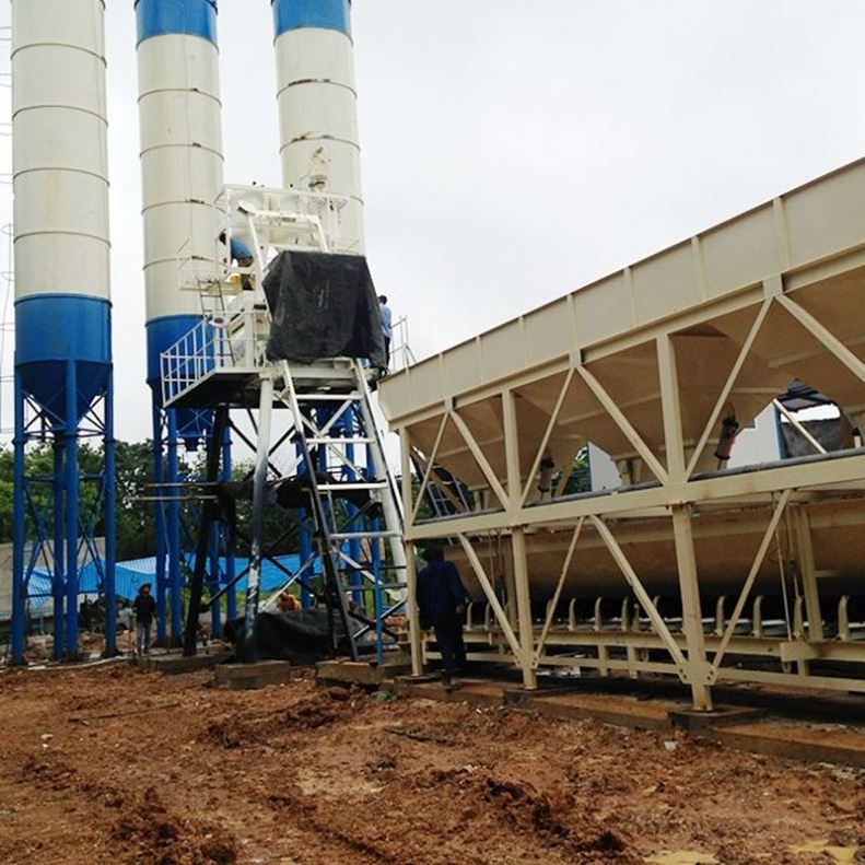 QIC 25m3/hour mini small modular portable concrete mixing plant with cement silo factory price