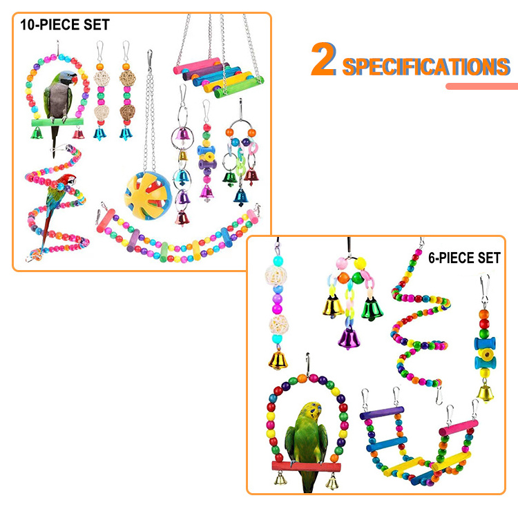 Non Toxic Wood Rope Perch Bird Swing Toy Accessories Set Training Stand Chewing Bird Toys Parrot