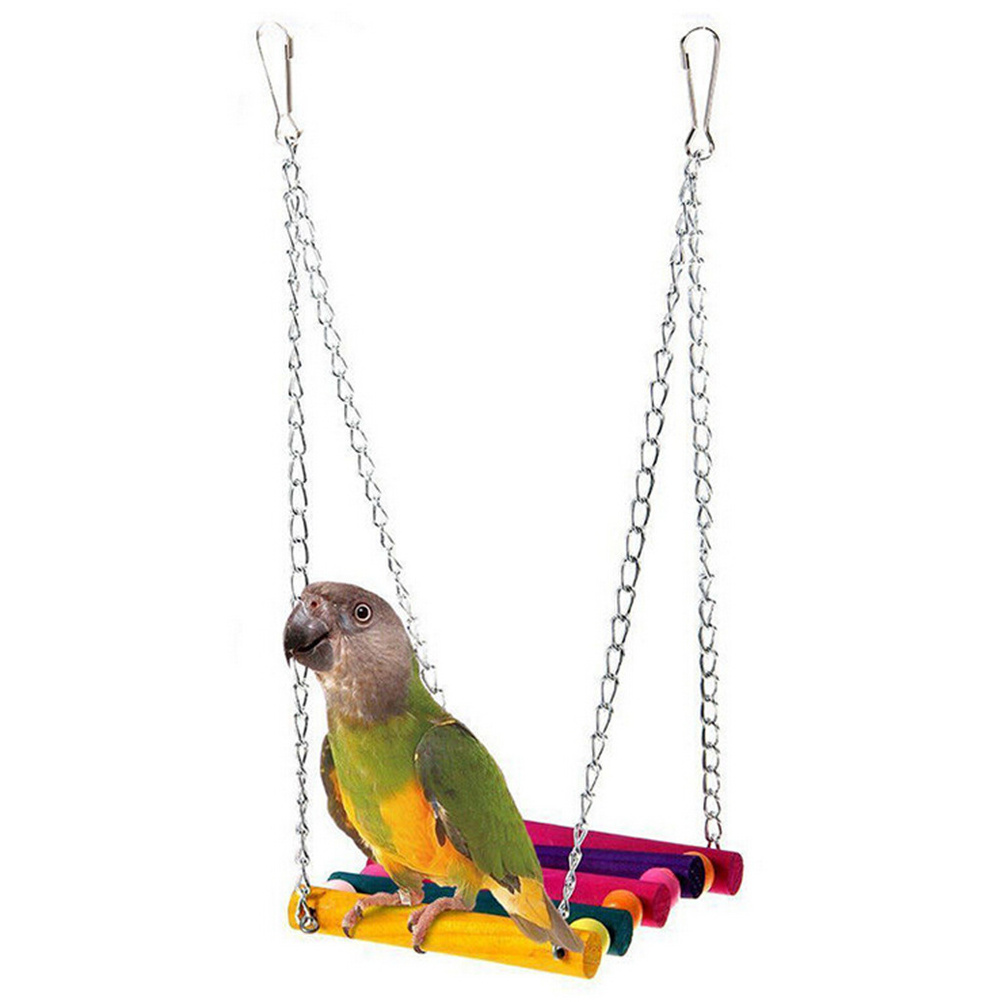 Flying Toy Birdcolorful Parakeet Budgie Cockatiel Cage Hammock Wooden Foraging Packs Chewing Large Parrot Toys Stand Bird Swing