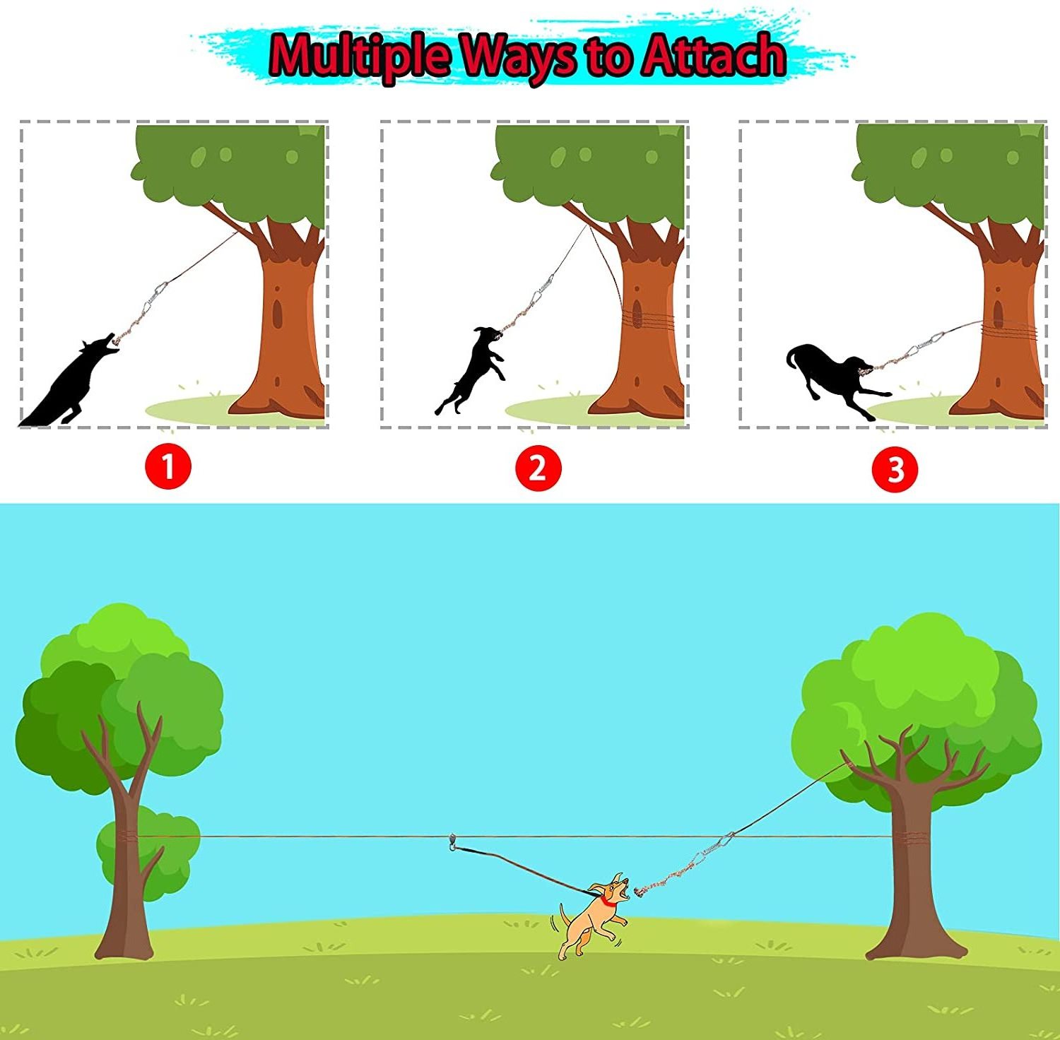 New Hot Style Camping Park Outdoor Activity Dog Tethered Treadmill Overhead Tie Out Cable For Dogs