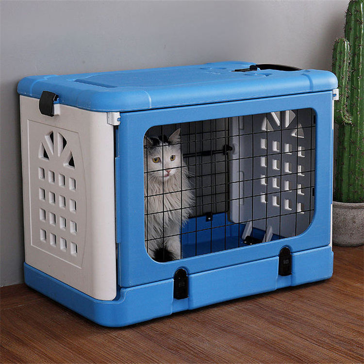 Custom xxl pet transport box collapsible crate heavy duty big metal plastic car outdoor indoor luxury foldable dog cages