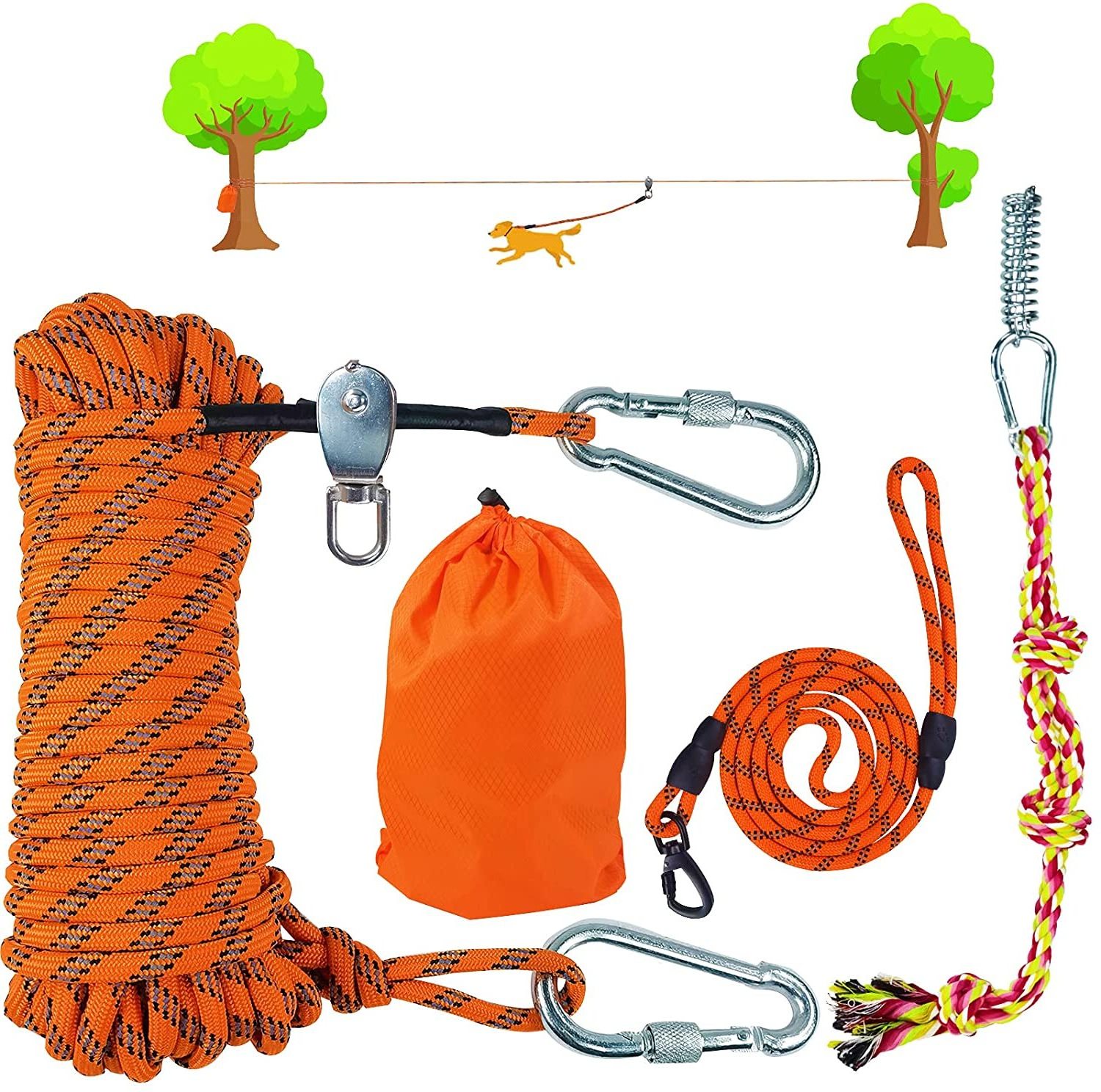 New Hot Style Camping Park Outdoor Activity Dog Tethered Treadmill Overhead Tie Out Cable For Dogs