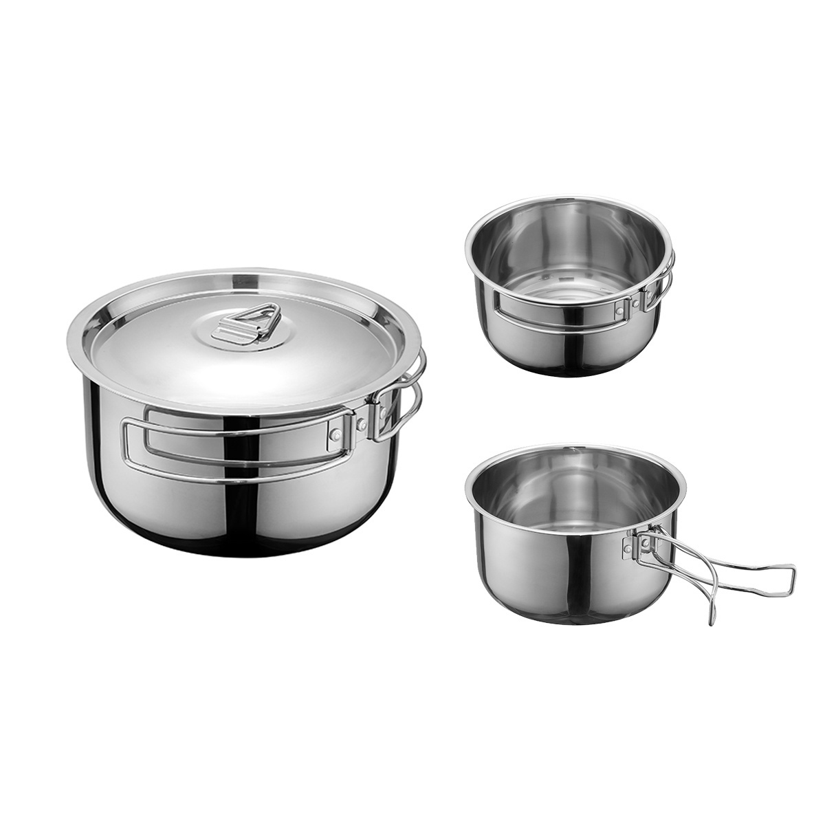 Portable Stainless Steel Outdoor Camping Cookware Mess Kit for Hiking