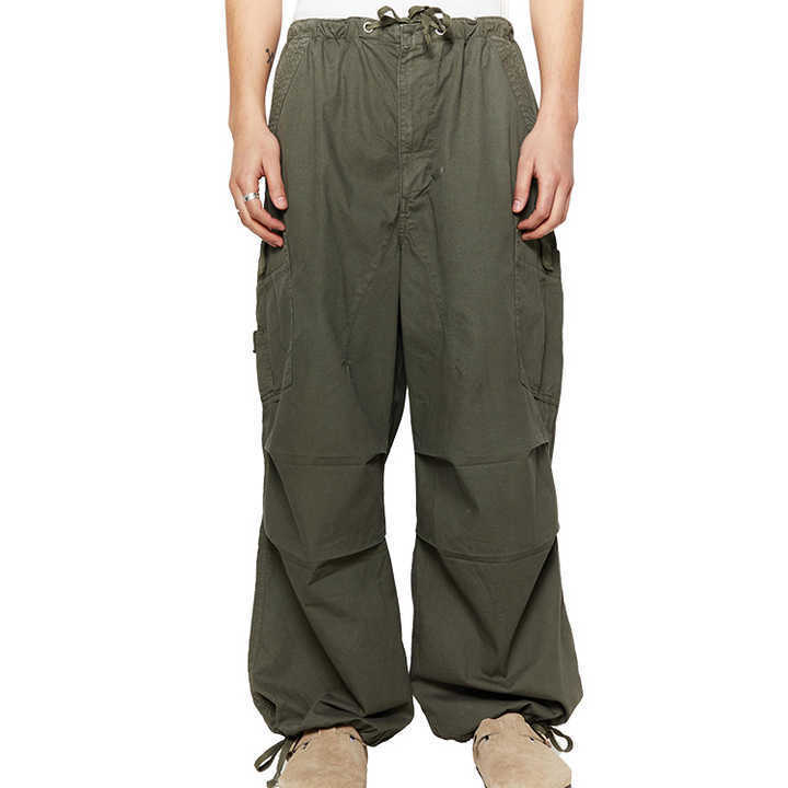 2023 High Quality Custom Outdoor Streetwear Drawstring Cotton Baggy Mens Parachute Cargo Pants For Men