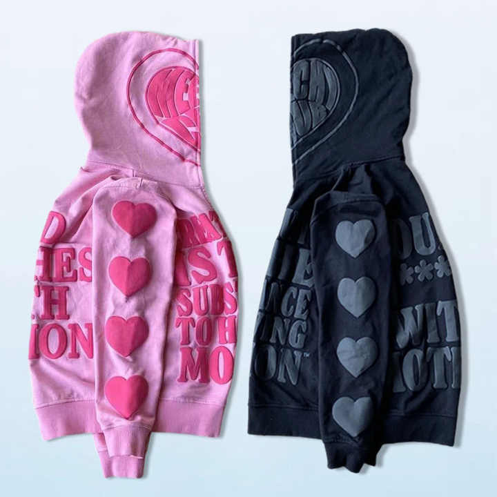 Manufacturer wholesale heavyweight Printed 100% Cotton 3d thick puff printing custom streetwear logo full face zip up hoodies