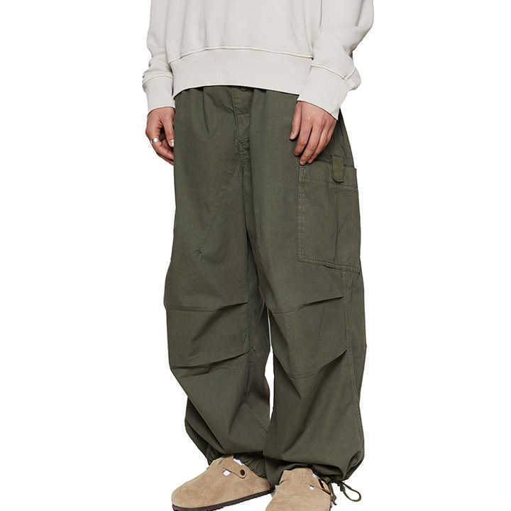 2023 High Quality Custom Outdoor Streetwear Drawstring Cotton Baggy Mens Parachute Cargo Pants For Men