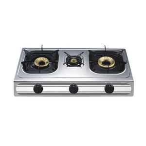 Kitchen Cooking Wholesale High Quality Powerful Flame Cheap Easy Clean Stainless Steel 3 Burners portable gas stove