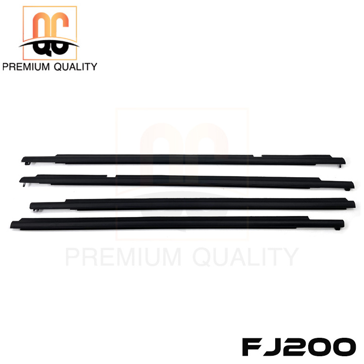 Black and chrome color of car exterior window weatherstrip with flocked for Land Cruiser FJ200 LC200 2007-2015