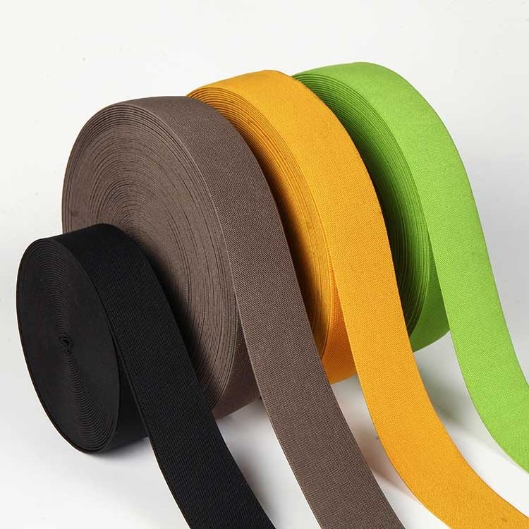 2022 New Arrival Elastic Band Twill Double-sided Plain Weave Thickening  Elastic Belt Waistband Color Elastic Belt