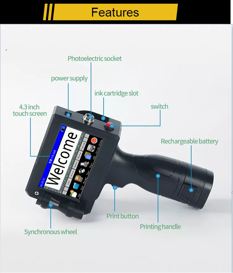 TIJ multi-language portable handheld expiry date batch lot number inkjet printer coding machine