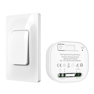 Piano White US Standard Self-powered Wireless Switch Lifetime Battery Free Kinetic Energy Wall Lighting Switch 100m Range