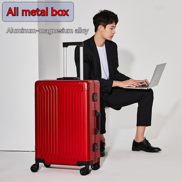 Hot-selling TSA Lock Mute Universal Wheels Aluminum Luggage Suitcase with Detachable Wheels