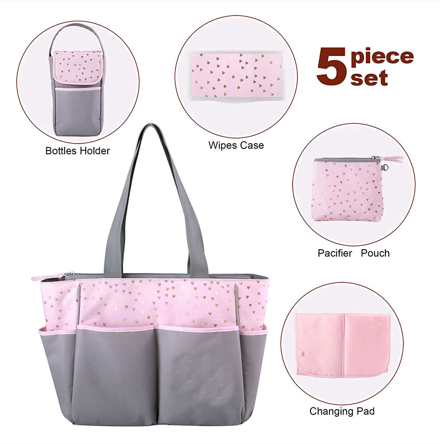 Custom Pink Wet Pocket Nappy Bag Tote Eco-friendly Diaper Pouch Changing Pad Mummy Bag Reborn Baby Love Doll Diaper Caddy Bag