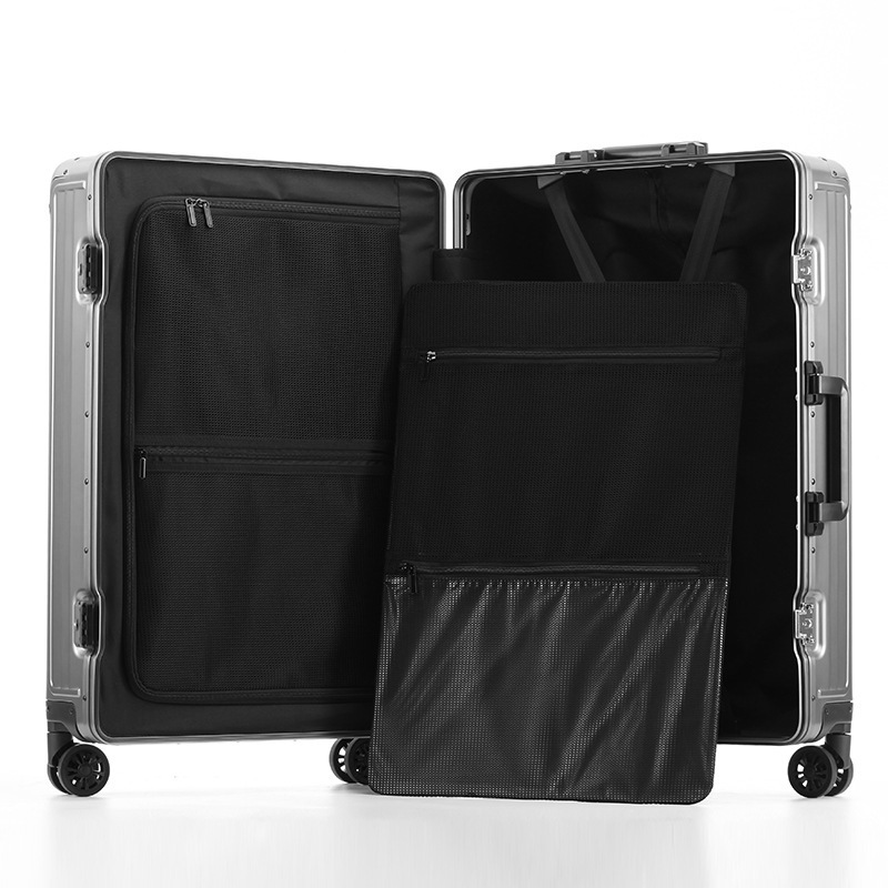 Hot-selling TSA Lock Mute Universal Wheels Aluminum Luggage Suitcase with Detachable Wheels