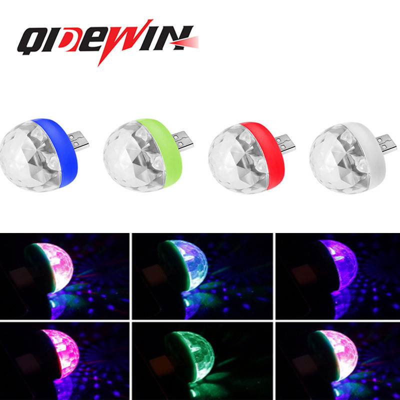 QIDEWIN DJ Disco Car Atmosphere Crystal USB Ball Light for Car decorative lights USB/iphone/Android socket 12v