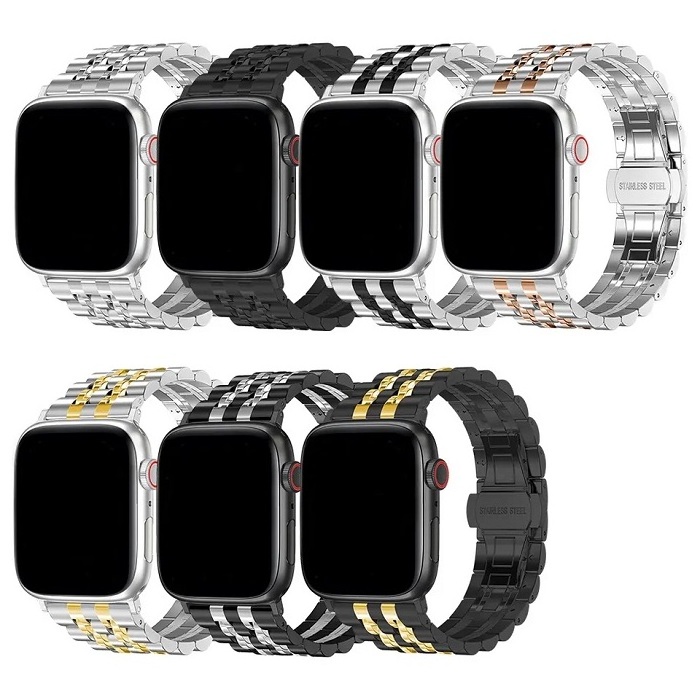 Business Links Bracelet Watch Band for iWatch Series 8 Stainless Steel Metal Strap for Apple Watch 41mm 45mm