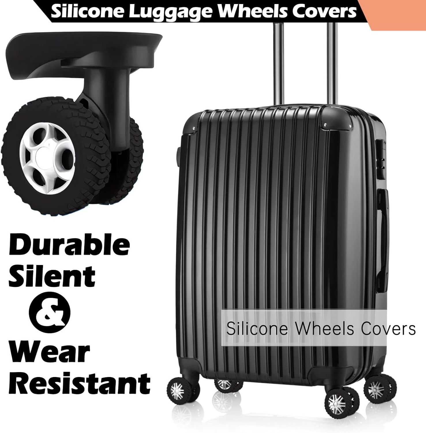 Silicone Silent Protection Cover for Carry-on Luggage with Spinner Wheels and Office Chairs with Dual Wheels