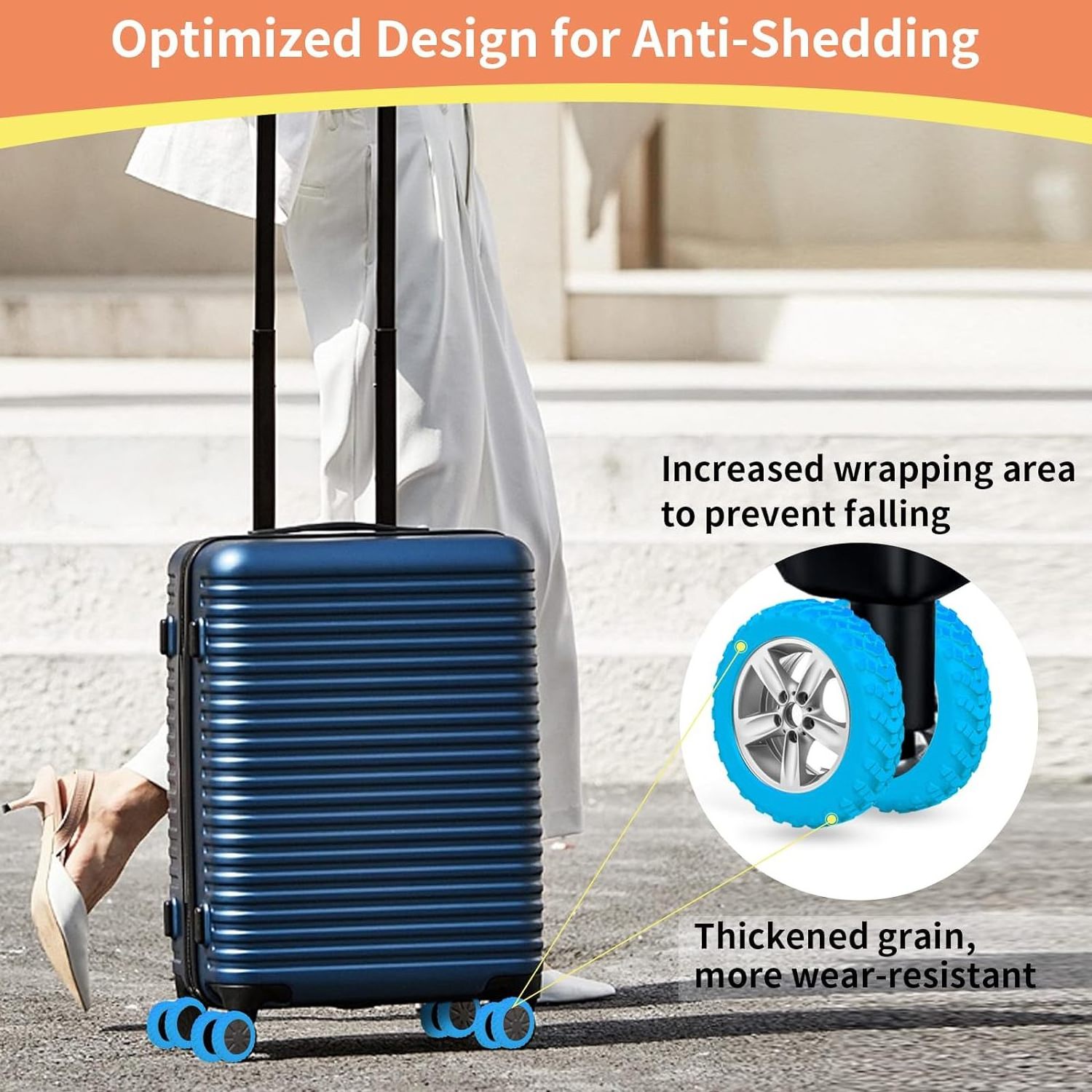 Silicone Silent Protection Cover for Carry-on Luggage with Spinner Wheels and Office Chairs with Dual Wheels