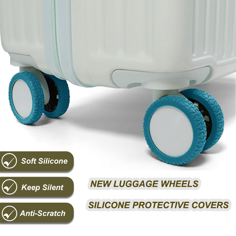 8PCS Silicone Luggage Wheels Cover Trolley Case Caster Protective Covers Rubber Travel Suitcase Luggage Wheel Covers