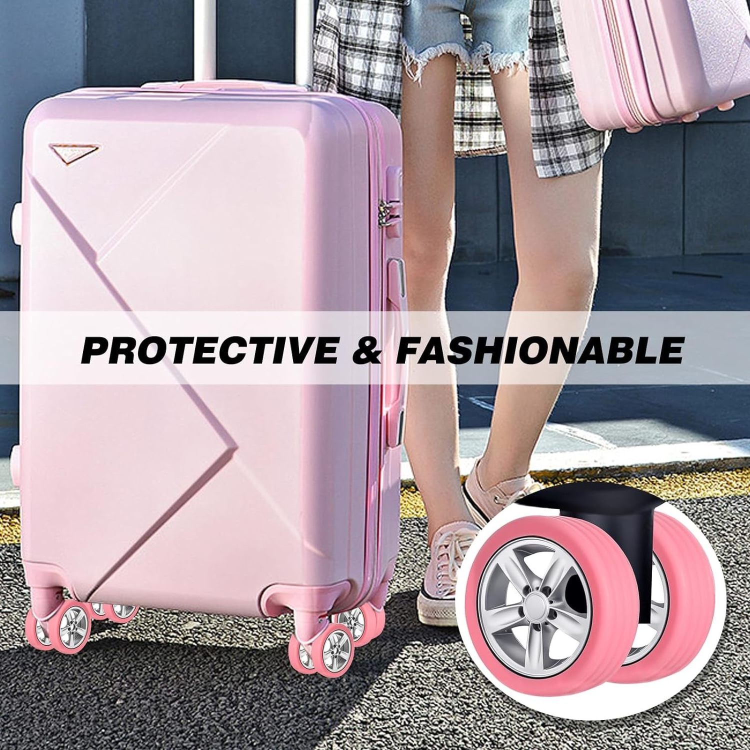 Luggage Suitcase Wheels Cover 8 Pack Carry on Luggage Casters Cover for Dule-Spinner Wheels Luggage Sets