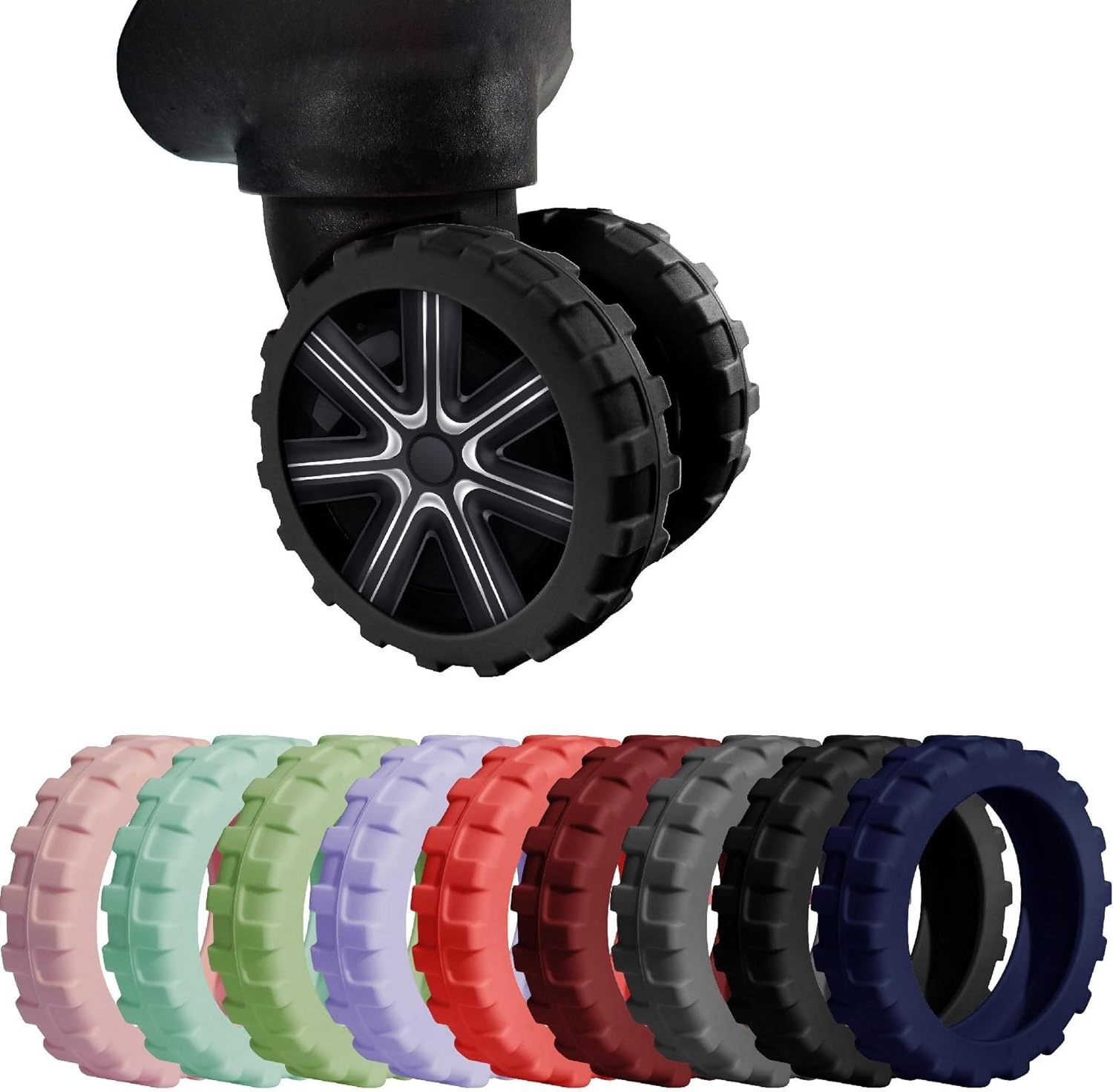 Durable Reduce Noise Silicone Suitcase Wheel Covers Carry On Luggage Wheel Protector for Most 8-Spinner Wheels Luggage