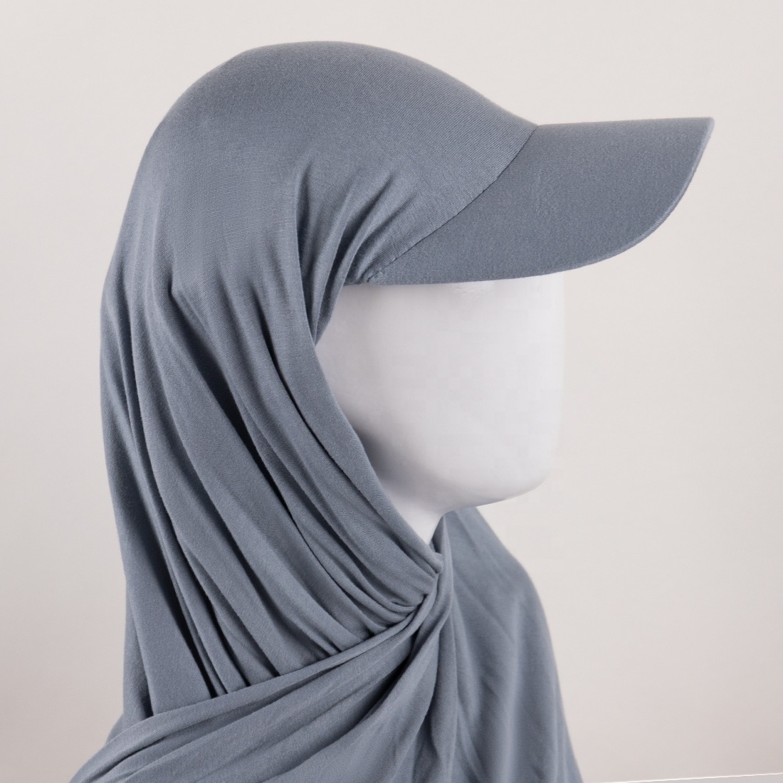 Ready to ship matching color jersey instant hijab long scarf with baseball cap Sporty luxurious with long hijab for women