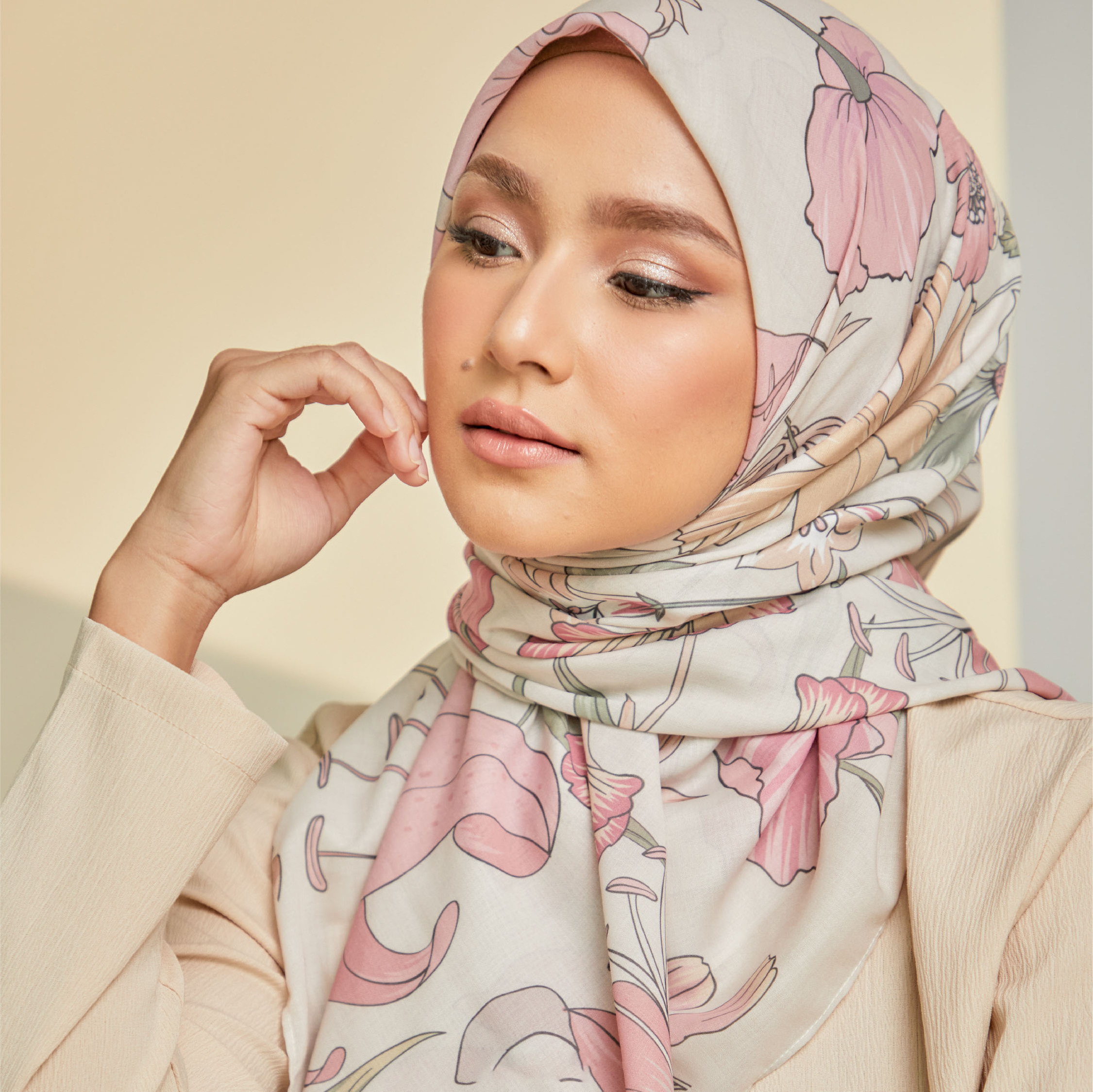 Chic easy shape malaysia swiss voile custom printed cotton voile murah japan tudung bawal cotton voile hijab