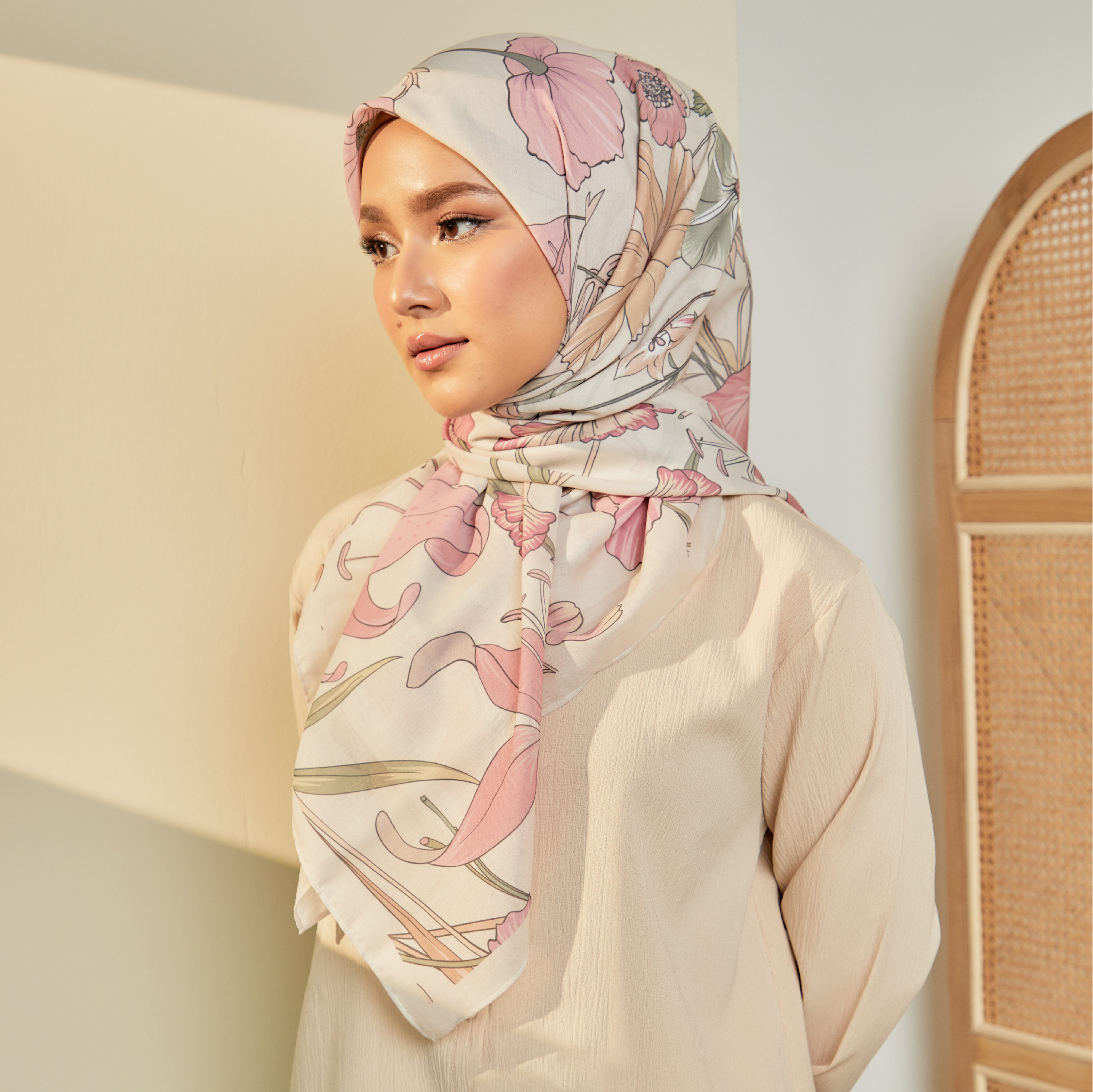 Chic easy shape malaysia swiss voile custom printed cotton voile murah japan tudung bawal cotton voile hijab