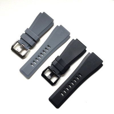 33 * 24mm High Quality  Silicone Convex Rubber Strap BR Mouth Strap with SS Pin Clasp for BR01 BR03 Stock Mens Watch