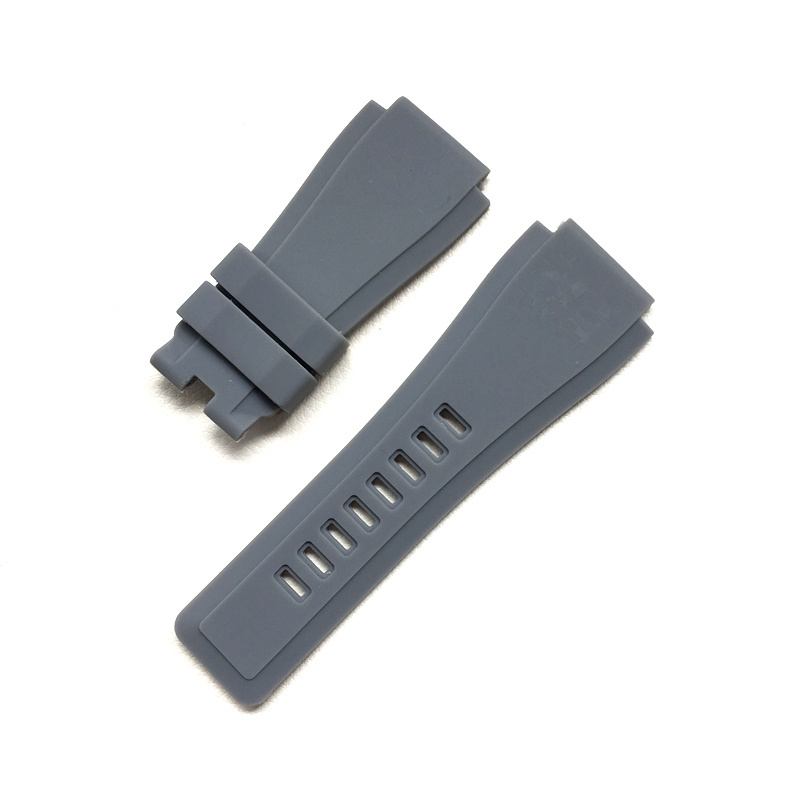 33 * 24mm High Quality  Silicone Convex Rubber Strap BR Mouth Strap with SS Pin Clasp for BR01 BR03 Stock Mens Watch