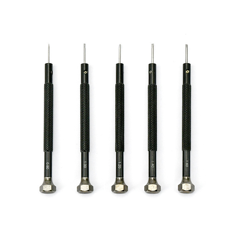 0.8/1.0/1.2/1.4/1.6/1.6 mm watch repair tool screwdriver Watch flat-head screwdriver with a hexagon black aluminum bar