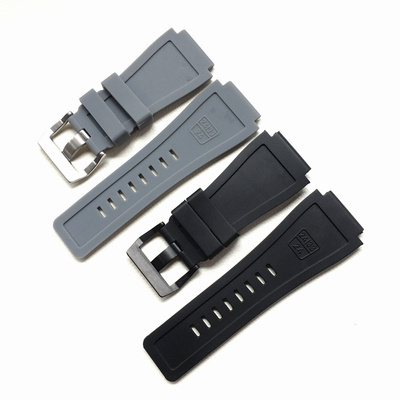 33 * 24mm High Quality  Silicone Convex Rubber Strap BR Mouth Strap with SS Pin Clasp for BR01 BR03 Stock Mens Watch