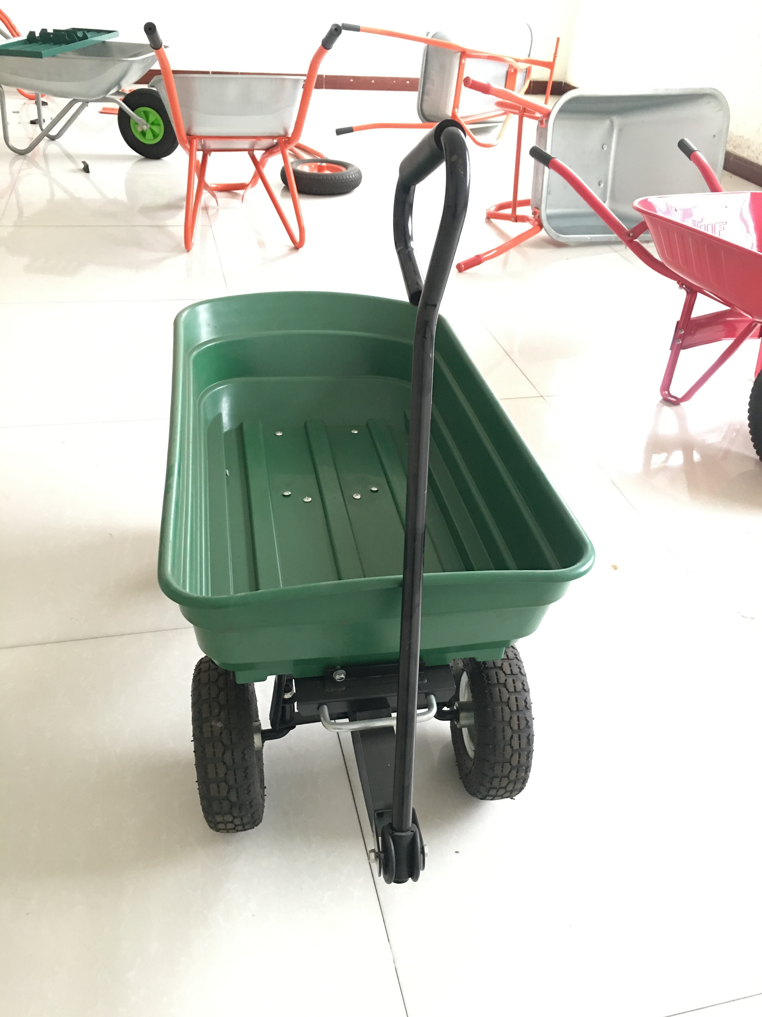 4 Wheel 990 Lbs Heavy Duty Steel Rolling Utility Wagon Yard Garden Dump Lawn Cart Flower Cargo Beach Trolley