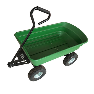 4 Wheel 990 Lbs Heavy Duty Steel Rolling Utility Wagon Yard Garden Dump Lawn Cart Flower Cargo Beach Trolley