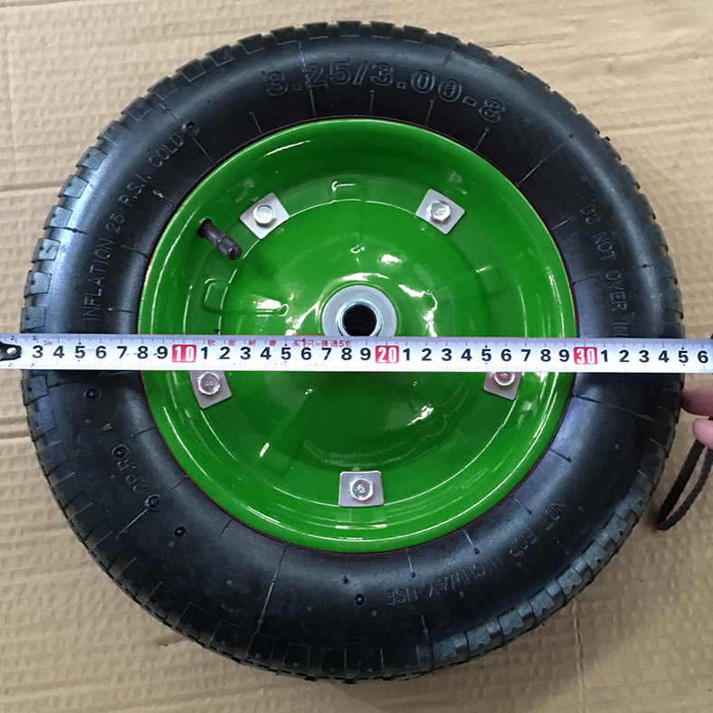 Manufacturer High Quality yellow metal rim hand truck replacement tires 3.00-8 wheelbarrow air 13 inch pneumatic rubber wheels