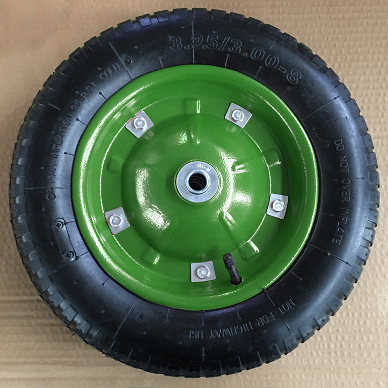 Manufacturer High Quality yellow metal rim hand truck replacement tires 3.00-8 wheelbarrow air 13 inch pneumatic rubber wheels