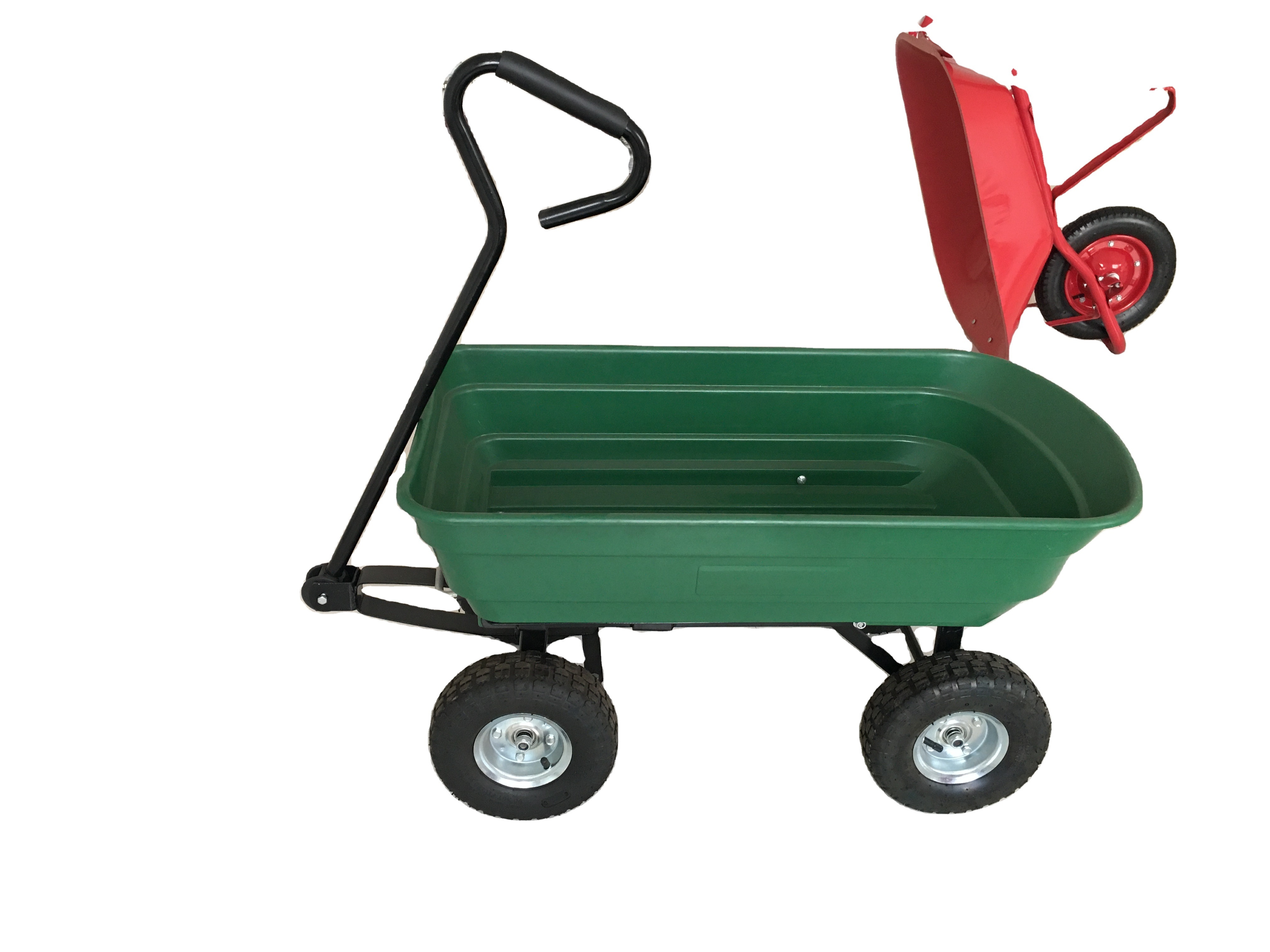 4 Wheel Garden Cart Truck 75L Sack Trolley Wheelbarrow Tipper Tipping Trailer