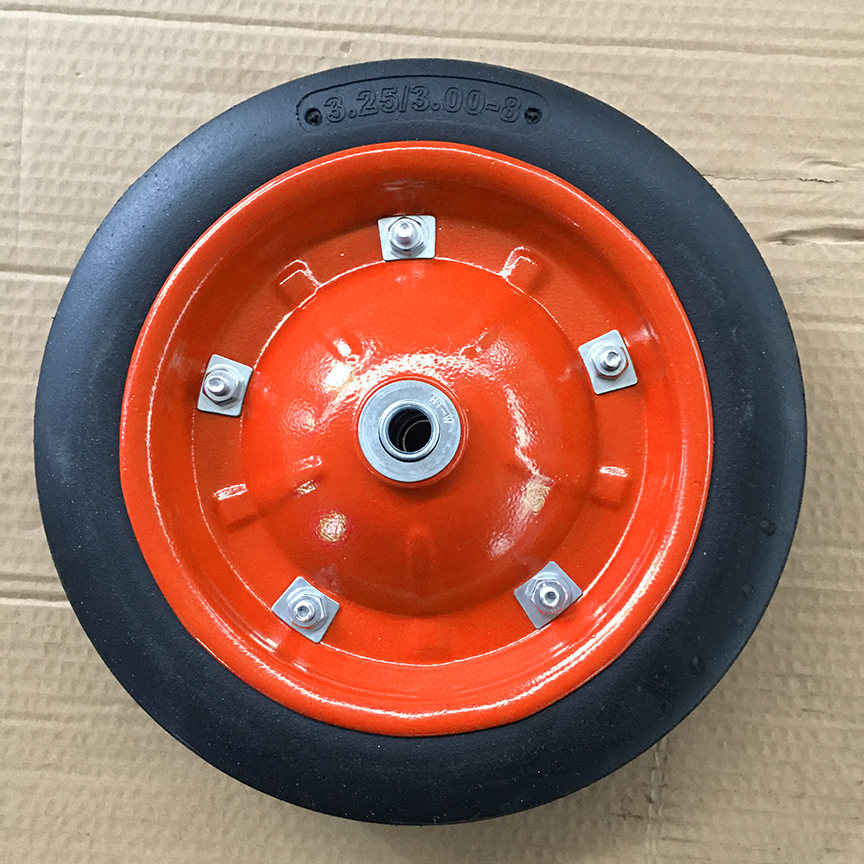 Rubber Caster Tire Wheel Puncture Proof Solid Black Industry Provided Forklift Spare Parts Carbon Steel Conveyor Roller 2.8 Qidi