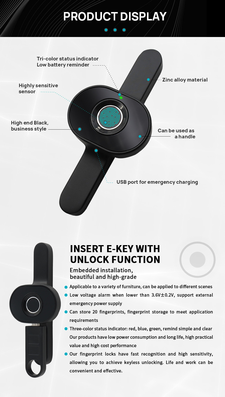 Qidots biometric smart fingerprint cabinet lock business electronic cabinet drawer fingerprint lock