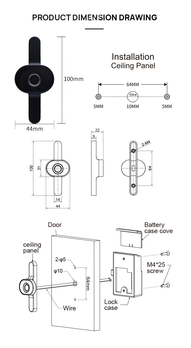 Qidots biometric smart fingerprint cabinet lock business electronic cabinet drawer fingerprint lock