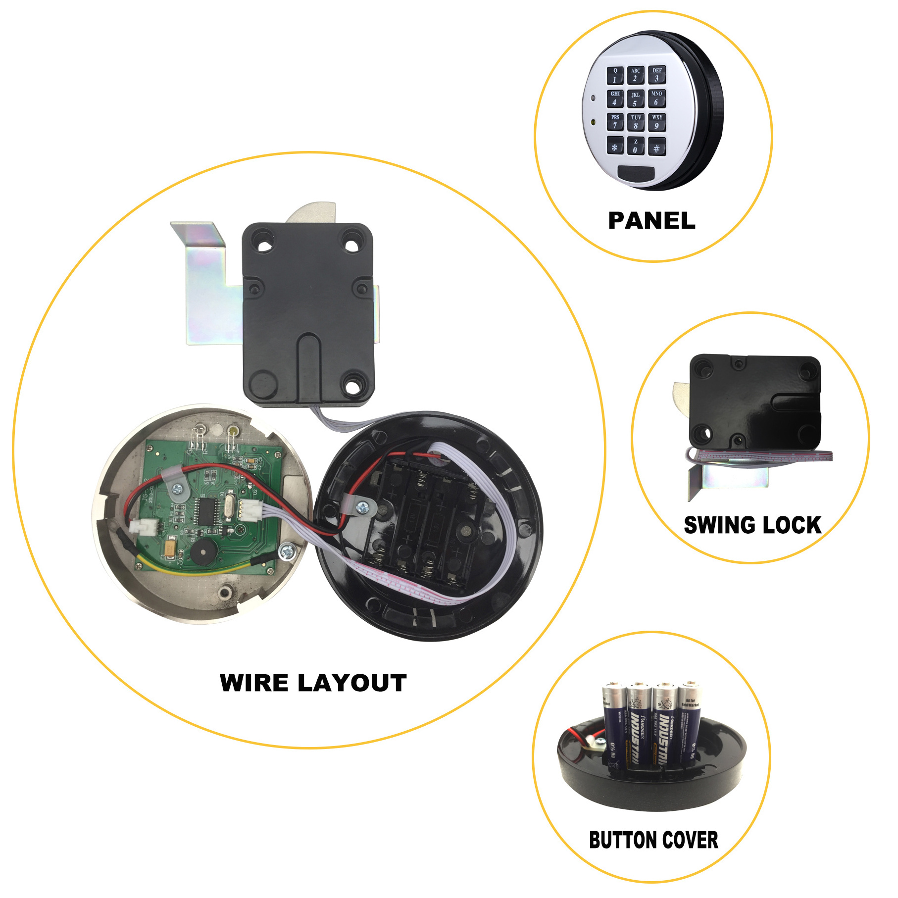 Zinc-Alloy Time-delay Round Gun Safe Lock Electronic Code Lock with Swing Lock for Vault and Deposit Money Box