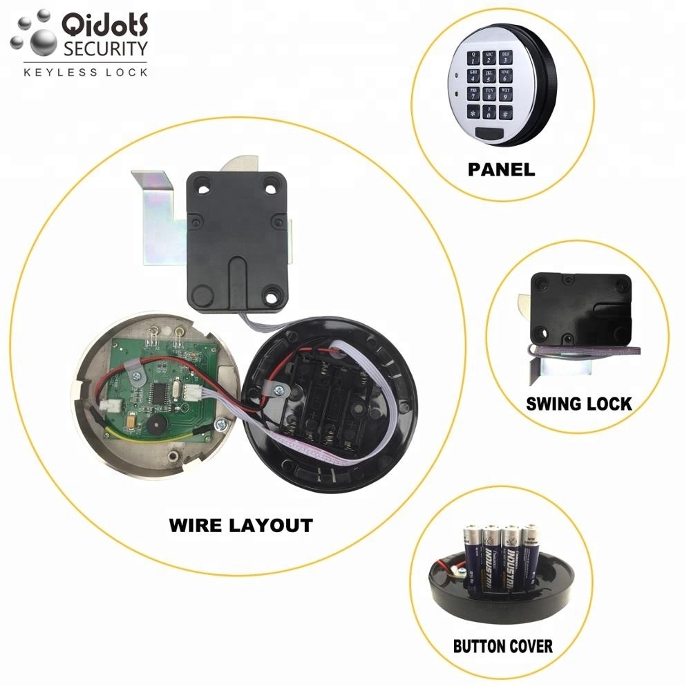 Qidots electronic safe lock security electronic file cabinet lock with alarm function