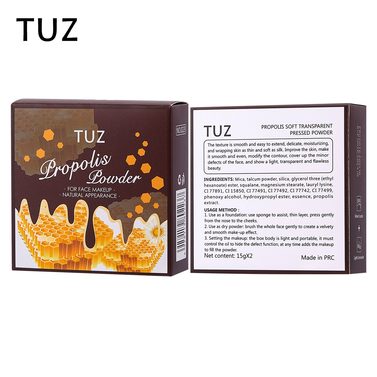 TUZ wholesale OEM&ODM Concealing Pore refine Propolis soft transparent pressed powder Propolis soft transparent pressed powder