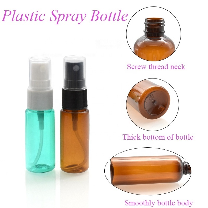 Empty colorful spray bottle travel size plastic cosmetic perfume bottle 10ml 20ml 30ml 50ml 60ml 100ml PET bottle for essential