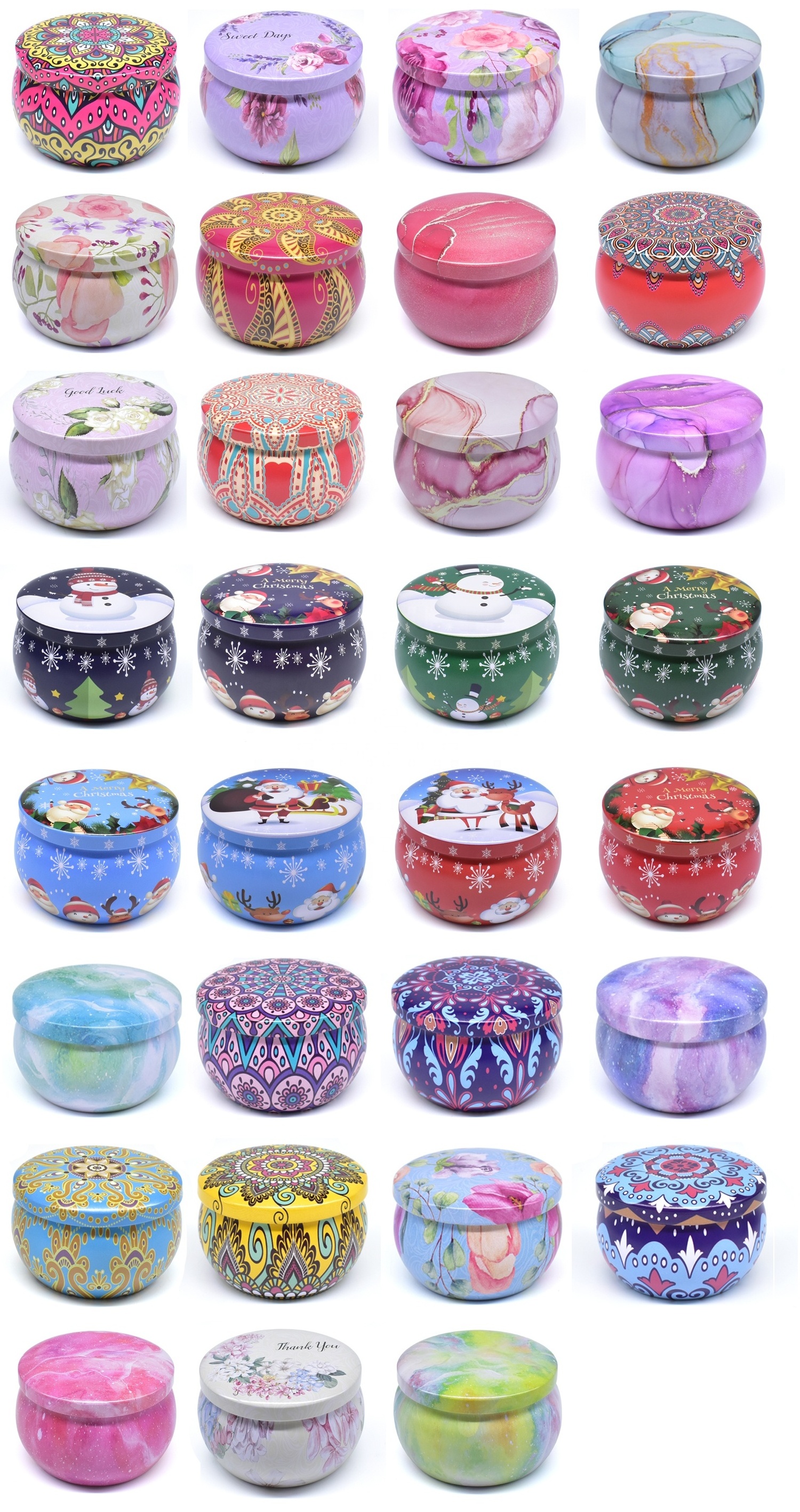 Empty Reusable Round Travel metal Tin Cans 2.2oz 4oz for Jewelry Party Favors Lip Balm candle making