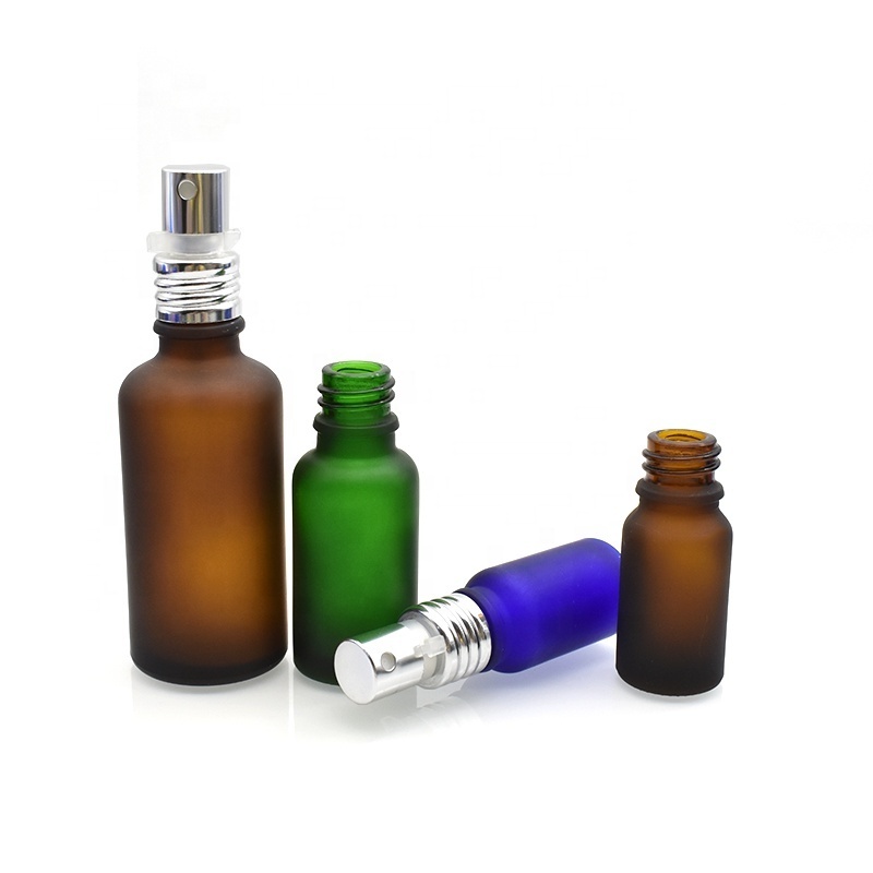 refillable frosted glass essential oil spray bottles 5ml 10ml 15ml 20ml 30ml 50ml 100ml with aluminum spray top