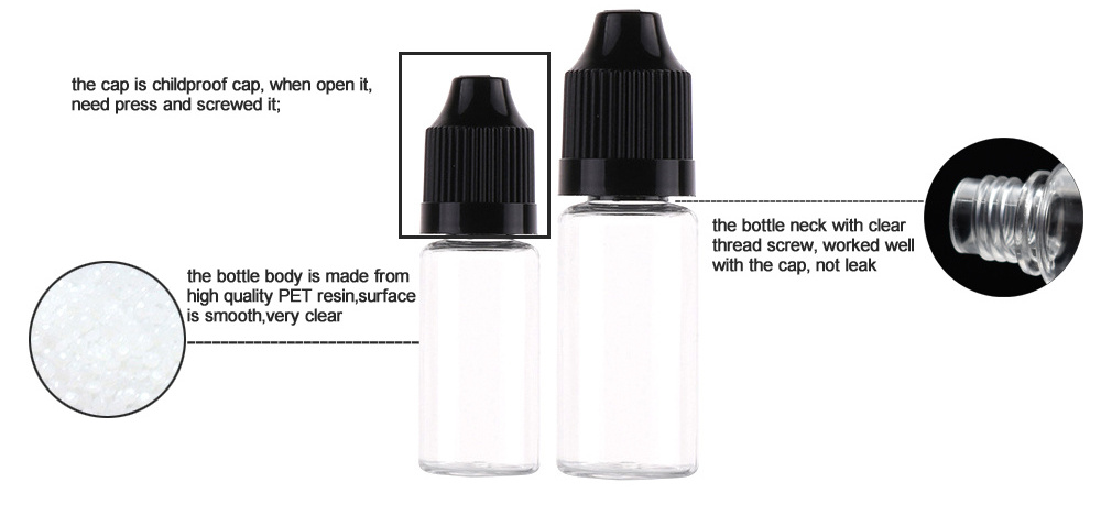 clear PET 3ml 5ml 10ml 15ml 20ml 30ml 50ml 100ml ink pigment plastic dropper bottle for eye drop