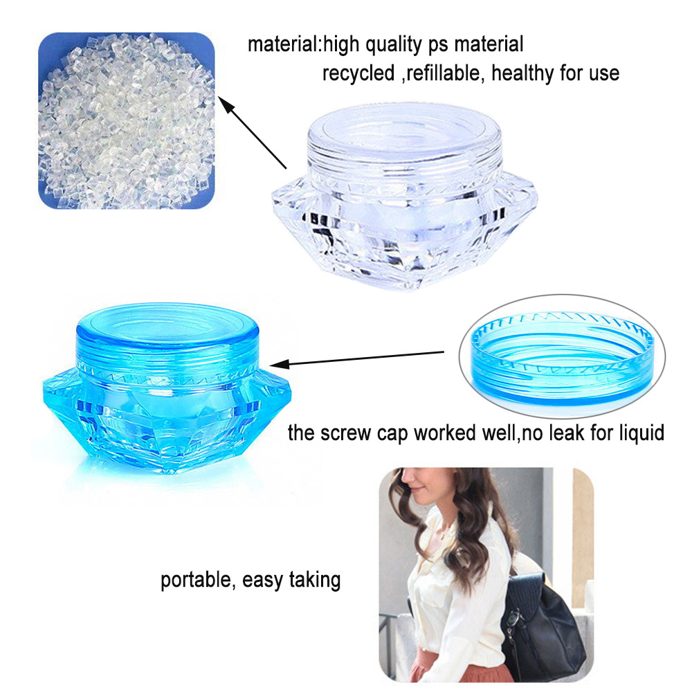 refillable plastic powder container 3g 5g mini plastic cream cosmetic jar with screw cap