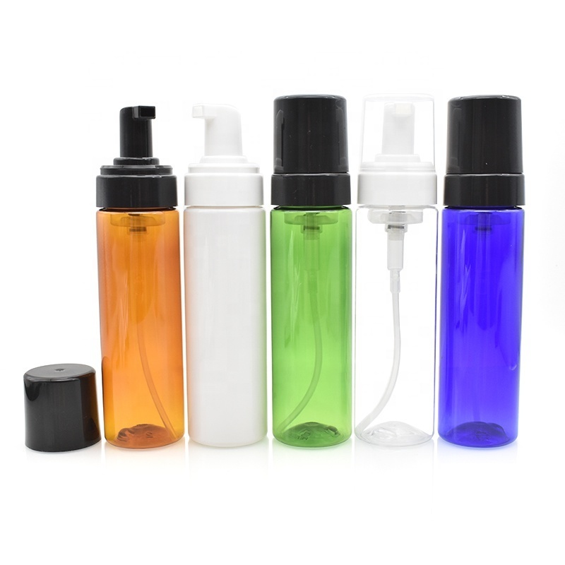 High quality 100ml 150ml PET plastic foam bottle amber blue 200ml shampoo packaging lotion pump bottle