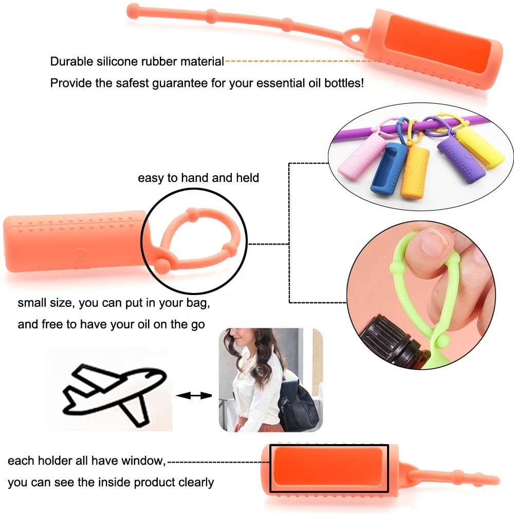 colored Silicone Roller Bottle Sleeve Holder for 5ml 10ml glass cosmetic essential oil bottles